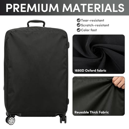 Luggage Cover Protector Compatible with Tumi, Upgraded Oxford Fabric Stretch Cover with Double Zipper, Washable Travel Suitcase Protector, Fits 24-25 Inch Case(Black) - size: 24-25