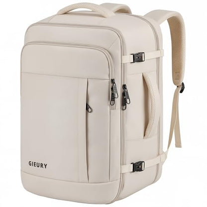 Travel Backpack For Women, Extra Large 50L Expandable Carry On Backpack - color: Beige, size: 2X-Large(20"x14"x10")