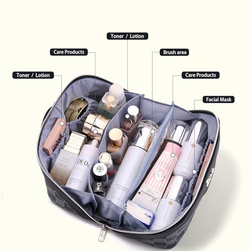 BOYATU Travel Makeup Bag Cosmetic Bags for Women: 3-Piece Makeup Bag Set - color: D-2-Black