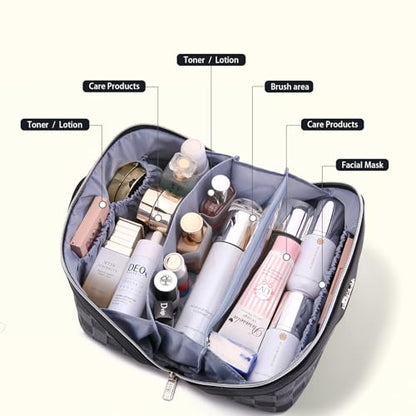 BOYATU Travel Makeup Bag Cosmetic Bags for Women: 3-Piece Makeup Bag Set - color: D-2-Black