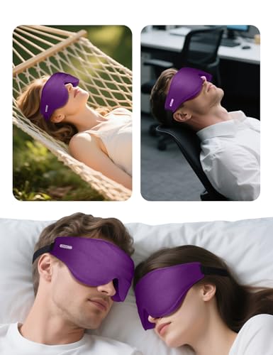 Sleep Eye Mask for Men Women, EVA BELLE Light Blocking Sleeping Mask for Side Sleeper, 3D Contoured Cup Night Blindfold, Lash Extensions 3D Sleeping Mask with Adjustable Strap for Travel, Night & Nap - color: 02-purple
