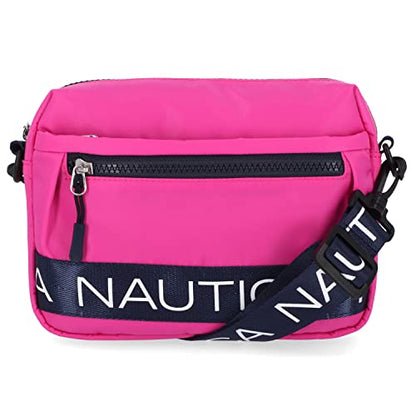Nautica Nylon Bean crossbody/Belt Bag adjustable shoulder strap - color: Hot Pink
