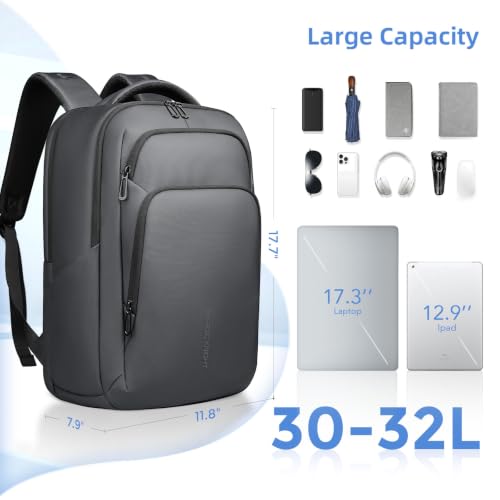 17.3 Inch Laptop Backpack for Men Women, 30L Travel Backpack - color: Dark Grey