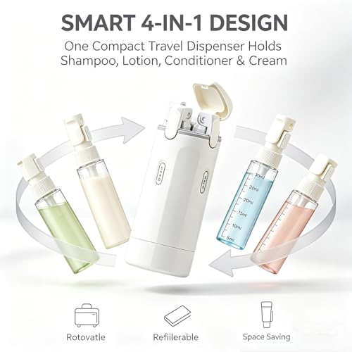 4 in 1 Travel Dispenser Bottle,30ML Refillable Toiletries Container(1White) - color: White