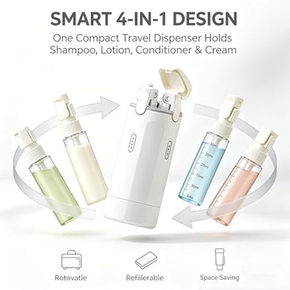 4 in 1 Travel Dispenser Bottle,30ML Refillable Toiletries Container(1White) - color: White