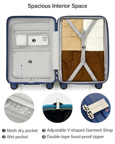 MILADA 24-Inch Hardside Expandable Medium Checked Luggage Suitcase, Blue - color: Interstellar Blue, size: Checked Medium 24 inch