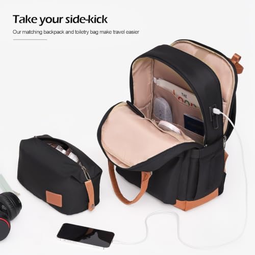 Coolife Luggage 3 Piece Set, Carry-On Hardside Suitcase, Travel Backpack - color: Black, size: 3 piece set (BP/TB/20)