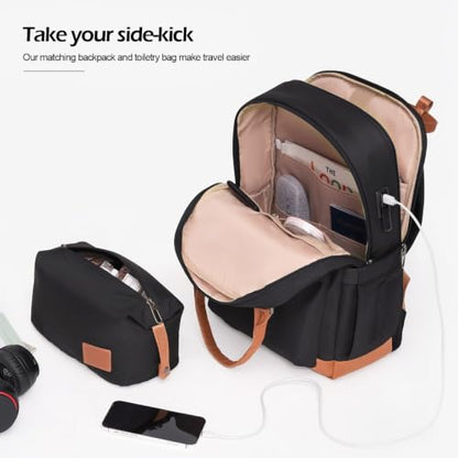 Coolife Luggage 3 Piece Set, Carry-On Hardside Suitcase, Travel Backpack - color: Black, size: 3 piece set (BP/TB/20)
