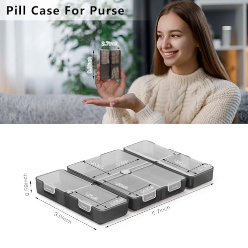 FYY Travel Pill Organizer,7 Compartments Pill Box Medicine Case-Clear Black - color: Clear Black, size: Small (1 Piece)