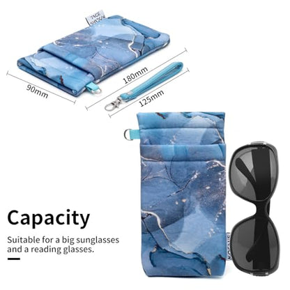Face Shadow Double Glasses Case Soft Eyeglass Case For Women Men - color: Blue Aurora