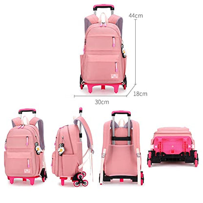 Kids Rolling Backpack with Wheels, Wheeled School Backpack for Girls Boys - color: A-blue Six Wheels, size: Six Wheels