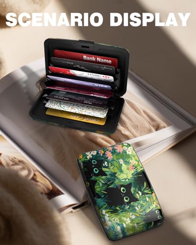 Maicican Credit Card Holder, Mini RFID Blocking Aluminum Wallet - color: Grassland and Cats