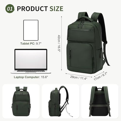 20L 15.6 Inch Laptop Backpack Anti Theft Flight Approved Green - color: Green