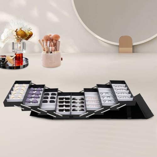 48 Slots Luxury Eyewear Organizer, PU Eyeglasses Box, Portable Glasses Jewelry Collection Holder, Multifunctional Eyewear Display Case for Glasses, Sunglasses