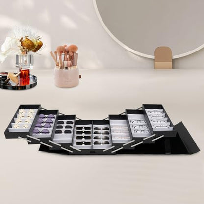 48 Slots Luxury Eyewear Organizer, PU Eyeglasses Box, Portable Glasses Jewelry Collection Holder, Multifunctional Eyewear Display Case for Glasses, Sunglasses