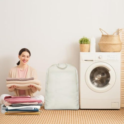 Canvas Wire Laundry Hamper Liner Removable Bag,18"WX10.2"DX35.5"H Liner Bag - color: Beige,3pcs