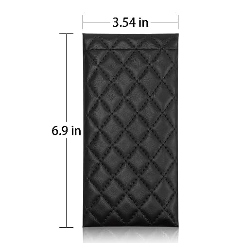 TRIUMPH VISION Eyeglass Case Glasses Case Soft Sunglass Pouch Sleeve 3 Pack - color: Pu Quilted (Black, Blue, Beige)