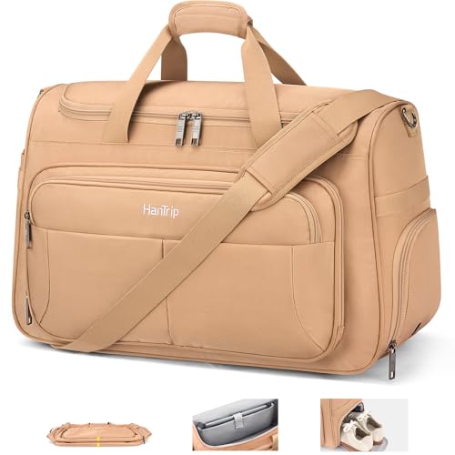 HanTrip 21 Inch Carry On Duffel Bag Foldable Overnight Tote Bags, Pink - color: Pink, size: Carry-on 21.5-Inch