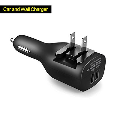 NDLBS 2Pack USB Car Charger, 2-in-1 Portable With Foldable Plug Wall Charger for iPhone X XR XS 7 8 Plus Note 8 9 Galaxy S8 S9 Plus LG Pixel - color: 2Pack Black