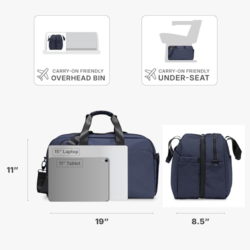 Traveler's Choice Wanderbout 27L Duffel Bag for Travel - color: Navy
