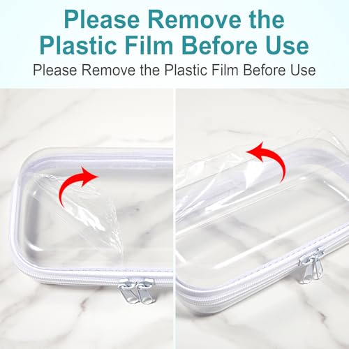 Hoolerry 4 Pcs Hard Clear Zipper Case,Clear,7.5 X 3.9 X 2 In,White - color: White, size: 7.5 x 3.9 x 2 in