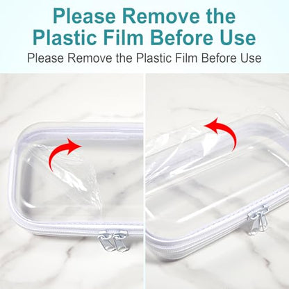 Hoolerry 4 Pcs Hard Clear Zipper Case,Clear,7.5 X 3.9 X 2 In,White - color: White, size: 7.5 x 3.9 x 2 in