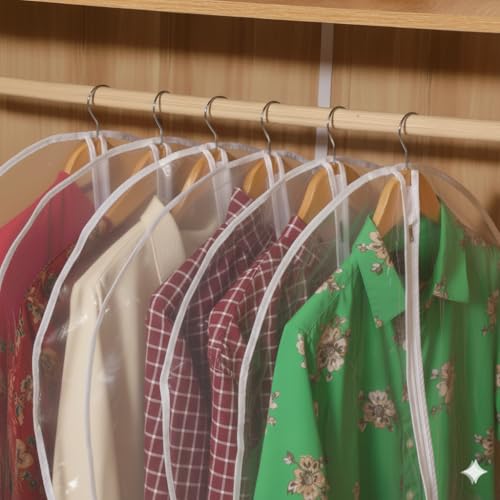 All Clear Garment Bags for Travel - 32”PEVA Waterproof Suit Cover with Zipper for Hanging Clothes, Shirts, Sweaters - Durable Dresser for Closet Storage, Dustproof & Moisture Resistant - 32”/2 Pack - size: 32" -2 Pack