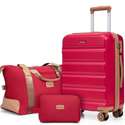 3 Piece Hardshell Luggage Set(20"/DB/TB,Red) - color: Burgundy