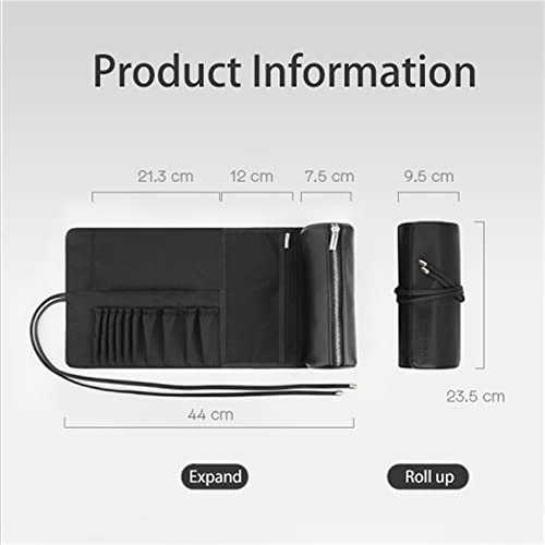 REQO Makeup Brush Organizer with Lid,Makeup Brush Holder Case Dustproof Black,Make Up Brush Bag Pouch with Cover Trave