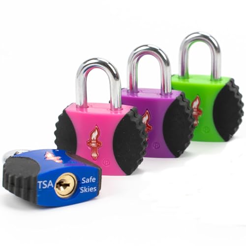 Safe Skies 4-Pack 4-Color Family TSA Travel Key Lock - color: TS006F4
