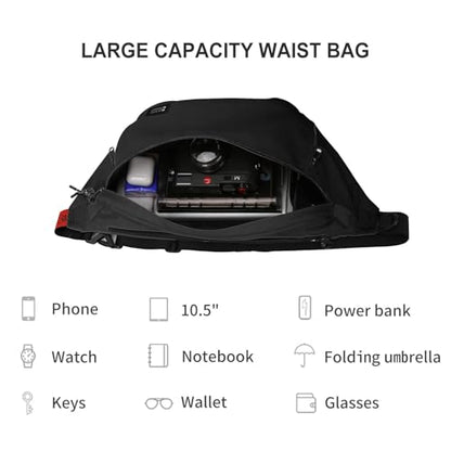 X-Large Crossbody Fanny Pack for Women Men,Waterproof Waist Bag Pack - color: Black, size: X-Large