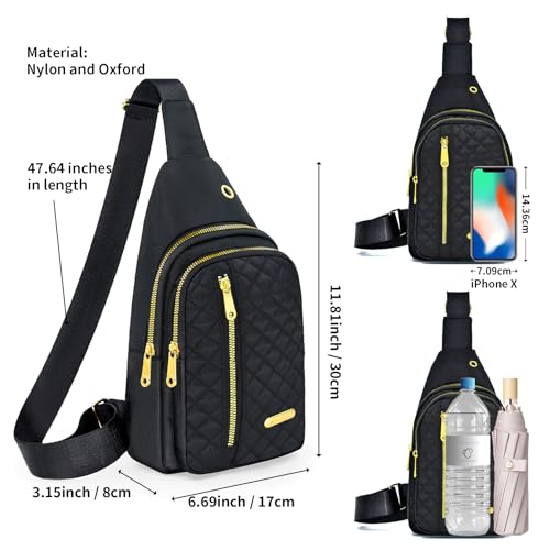 Aisijimo Small Sling Bag For Women Men Casual Crossbody Sling Backpack - color: Black
