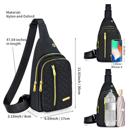 Aisijimo Small Sling Bag For Women Men Casual Crossbody Sling Backpack - color: Black