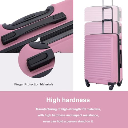 Tripcomp Luggage Sets 3piece Set Hardshell Luggage with Spinner Wheels, TSA Lock, Travel Suitcase Sets, 20 Inch Carry On, 24 Inch Mid-size, 28 Inch Large siutcase (Pink) - color: Pink-85, size: 3 piece set