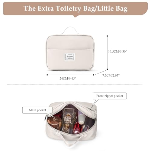 Weekender Bags for Women, Personal Item Travel Bag with Shoes Compartment - color: Beige & Brown, size: Large