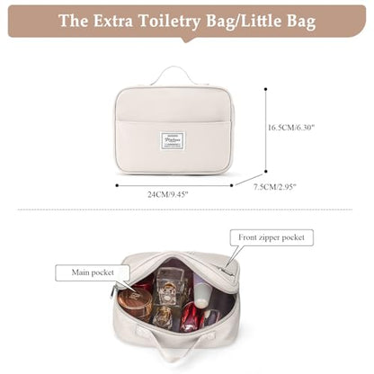 Weekender Bags for Women, Personal Item Travel Bag with Shoes Compartment - color: Beige & Brown, size: Large