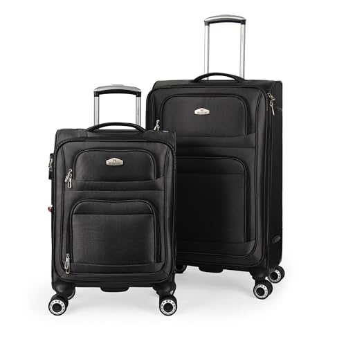 Softside Luggage Sets 2 Piece(20/26in),Expandable 15% - color: Black, size: 2-Piece Set (20"/26'')