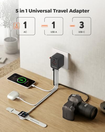 범용 여행용 어댑터, USB 4개가 있는 국제 전원 어댑터(PD 20W)
