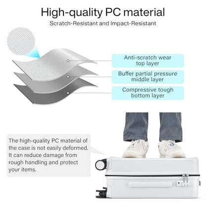 Hanke Hard Shell Luggage Sets 3 Pieces, 16/24/28 Inch Travel Suitcase - color: Smoke White, size: 16+24+28 Inch