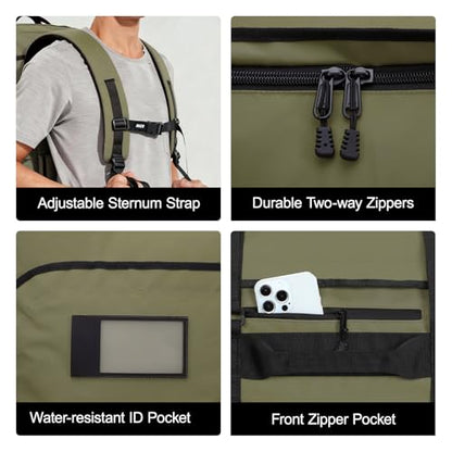MIER 40L/60L/90L Water Resistant Backpack Duffel, Heavy Duty Duffle Bags - color: Dark Green, size: 40l