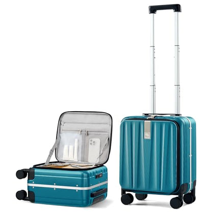 Hanke 40.6cm(16인치), 50.8cm(20인치), 61cm(24인치), 61cm(26인치), 휴대용 가방, PC 하드쉘 러기지 탑 오픈 알루미늄 프레임 롤링 슈트케이스, 바퀴 포함, 여행용 수하물 여성용 남성용, 캐리비안 블루, 16인치, 스피너 휠이 있는 상단 오프닝 하드 쉘 캐리어 - color: 캐리비안 블루, size: 16인치