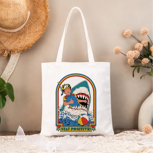Positive Canvas Tote Bag, Reusable Inspirational Shoulder Bag, Whimsical Carryall for Shopping Commute Beach - color: Inspirational 14
