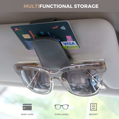 Magnetic Leather Car Sunglass Holder, Visor Sunglasses Holder Clip, 1 Pack - color: Black