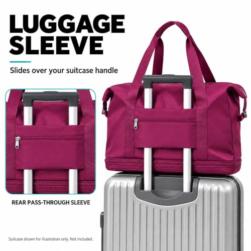 360° Spinner Wheel Duffel Bag, Rose Red - color: Rose Red