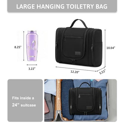 Pearl Angeli Hanging Travel Toiletry Bag for Women, Large Makeup Organizer - color: Black