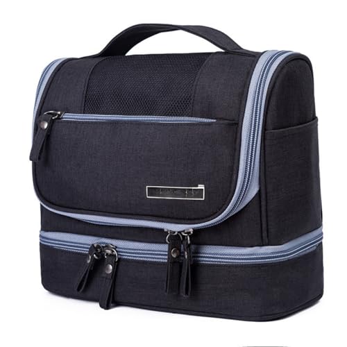 Lightweight Waterproof Travel Hanging Toiletry Bag - Makeup & Toiletries Organizer with Hook for Men & Women (Black) - color: Black