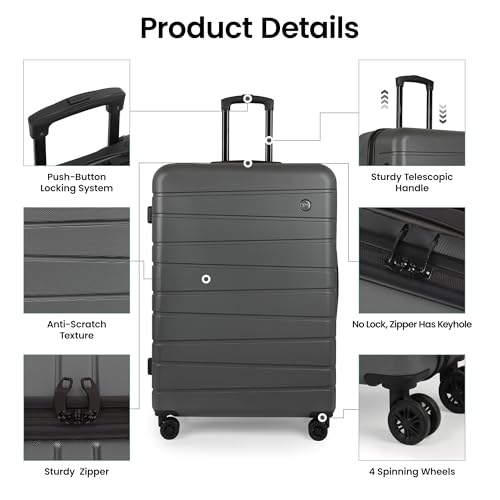 2-Piece Set(20/30in),Carry on Luggage w/Wheels,NO LOCK - color: Grey, size: 2-Piece Set (20"/30'')
