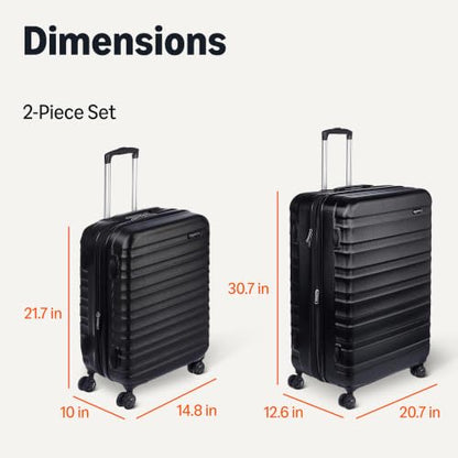 Amazon Basics 2-Piece Hardside Luggage Set (21" Carry-on, 30"), Expandable Suitcases with Spinner Wheels, Scratch-Resistant Surface, Black - color: Black, size: 2-Piece Set