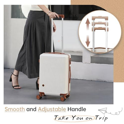 Hulsin 20 Inch Carry-On Luggage 22x14x9 Airline Approved, Hardside Suitcase - color: White