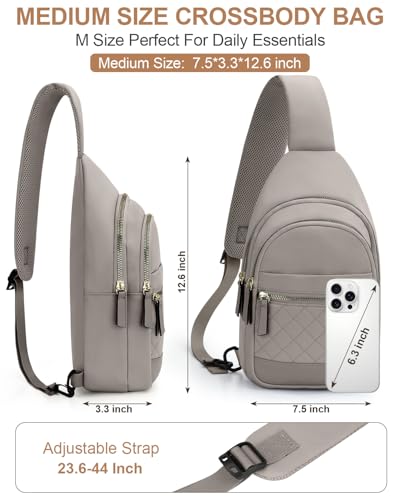 Capolo Crossbody Bags for Women Waterproof Sling Shoulder Bag Fanny Pack - color: Grey, size: Medium